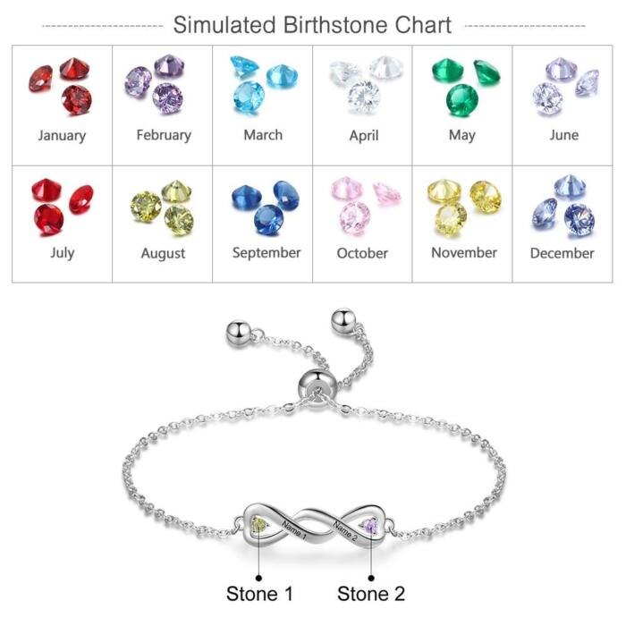 Personalized Charm Bracelet - Customized Name Engraving Infinity Bracelet - Adjustable Chain Bracelet
