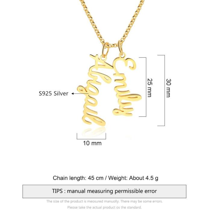 Sterling Nameplate Style Pendant Necklace