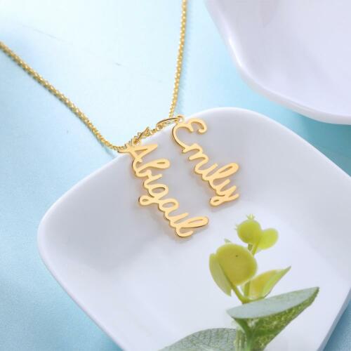 Personalized Women’s Copper Name Necklace with Strip Shape Pendant & Heart, Trendy Customizable Jewelry for Ladies
