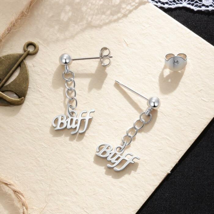 Personalized Custom Earring for Women- Chain Link Name Engraved Earrings- Customized Drop Earrings for Women- Jewelry for Women