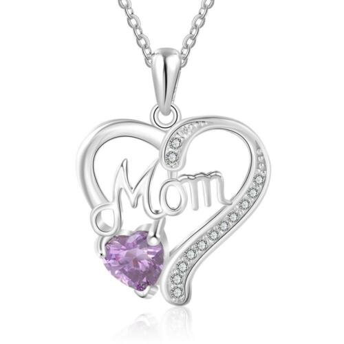 Personalized Sterling Silver Necklace with Inverted Heart Shape Engrave Name & Birthstones Pendant