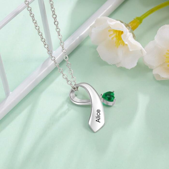 Personalized Birthstone Inlaid Necklace