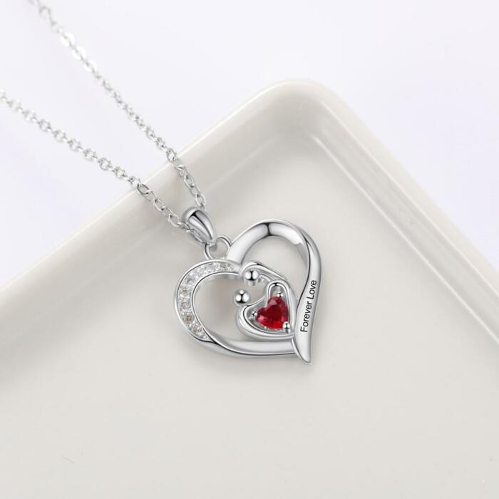 Customizable Heart Pendant and Baby with Names and Birthstone