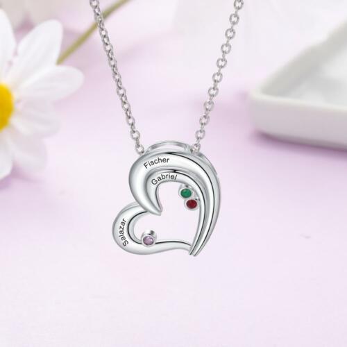 Charm Key Pendant with Love Heart Name Engraved Necklace