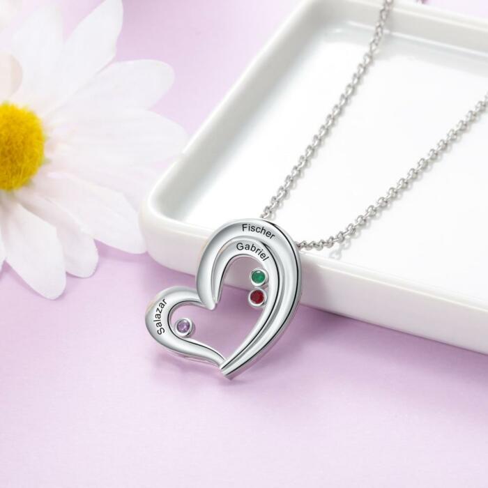 Customized Jewellery for Women, Birthstone Engraved Jewellery for Women, Heart Pendant Necklace for Girls, Accessories for Women, Everyday Necklace for Girls