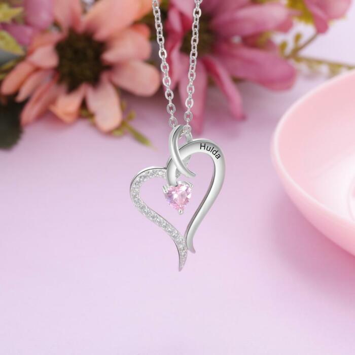 Personalized Engraved Birthstone Heart Necklace- Heart Necklace for Women- Accessories for Women- Fashion Jewellery for Women