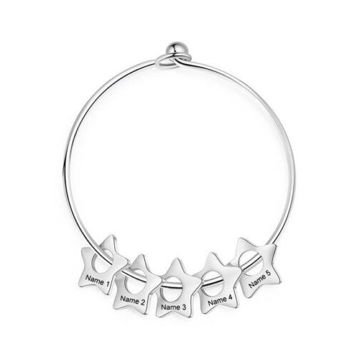 Customized Star Charm Bracelet - Name Engraved Bracelet