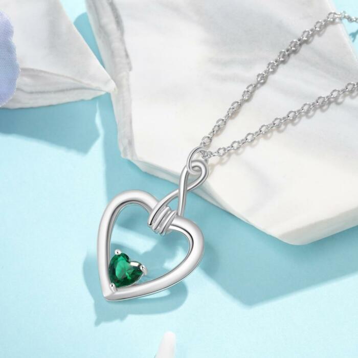 Personalized Jewelry - Birthstone Inlaid Jewelry - Love Necklace