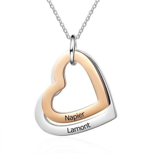 Hollow Heart Stainless Steel Necklace for Women - Silver and Rose Gold Necklace for Women - Custom Name Necklace for Women - Sterling Silver Jewelry for Women