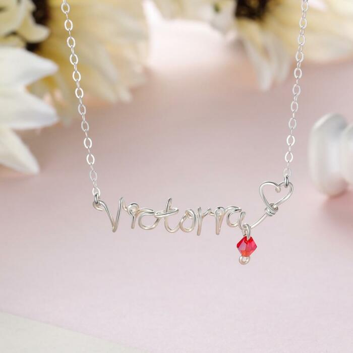 Silver Necklace for Women, Handmade Style Silver Wire Necklace for Women, Trendy Fashion Jewellery for Women, Name Plate Style Jewellery for Women