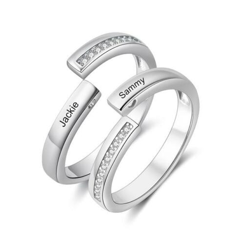 Personalized Unisex Adjustable Paved Ring - Engrave One Custom Name