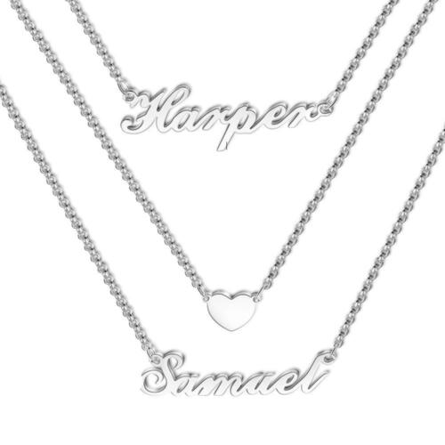 Women Sterling Silver Cubic Zirconia 4 Birthstones & Custom Names - Into Love Sterling Silver Necklace