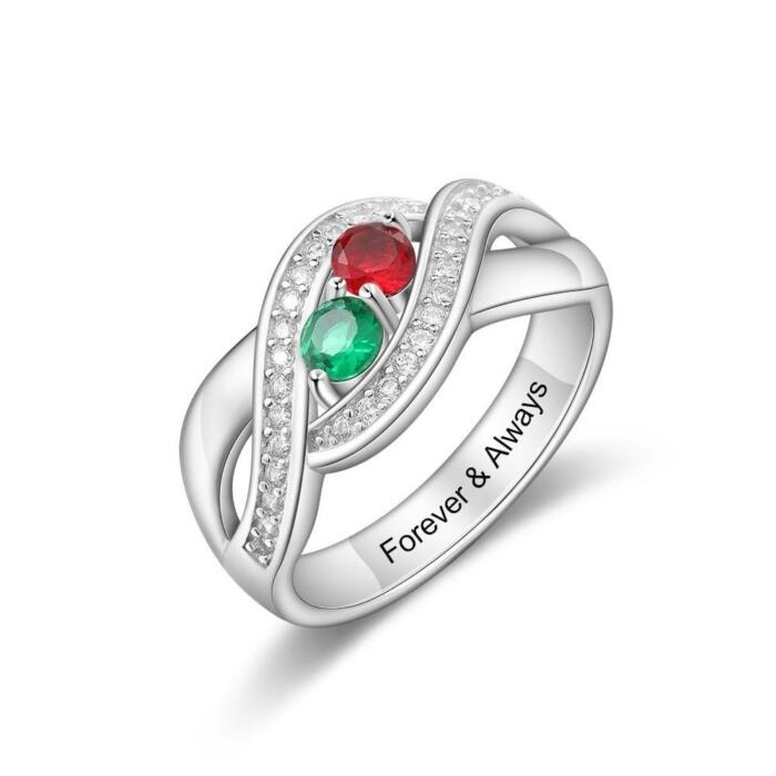 Sterling Silver Promise Birthstone Ring - Cubic Zirconia Wedding Rings