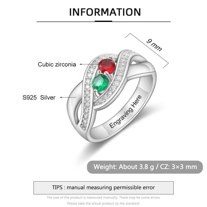 925 Sterling Silver Promise Birthstone Ring - Cubic Zirconia Wedding Rings - Customized Engagement Ring - On-Trend Fashion Band for Women - Perfect Gift Choice for Women of All Ages