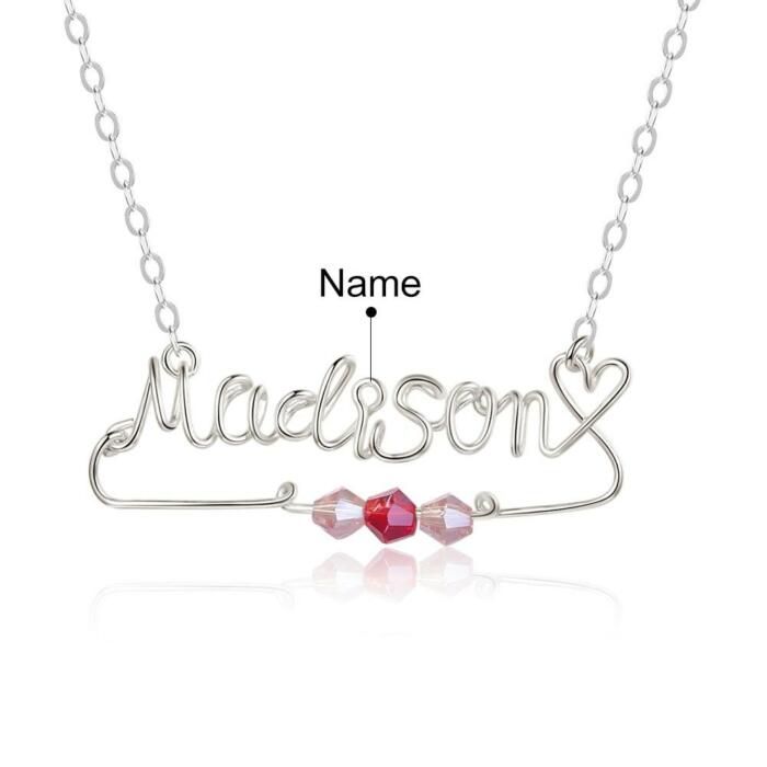 Handmade Nameplate Necklace, Silver Jewellery for Women, Sterling Silver Jewellery for Women, Stone Studded Jewellery for Women, Cute Valentine’s Day Gift