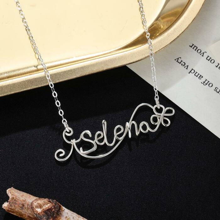 Cute Silver Wire Nameplate Pendant - Sterling Silver Jewelry