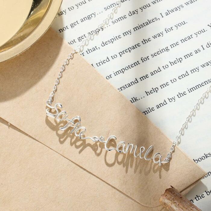Sterling Silver Jewelry - Wire Necklace with Custom Names