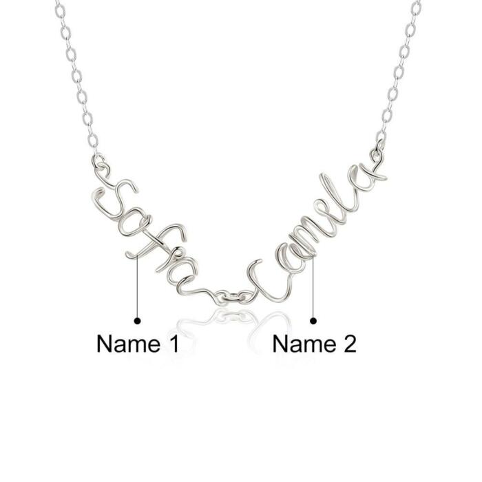 Sterling Silver Jewellery for Women- Personalized Jewellery for Women- Wire Necklace with Custom Names- Customized Jewellery for Girls