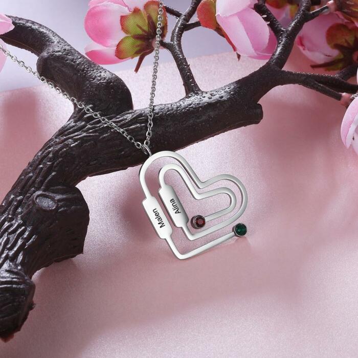 Customized Jewellery for Women, Paperclip Shaped Pendant for Women- Birthstone Engraved Jewellery for Girls, Accessories for Women- Fashion Jewellery