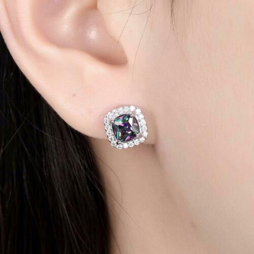 Square Cubic Zirconia Sterling Silver Earrings