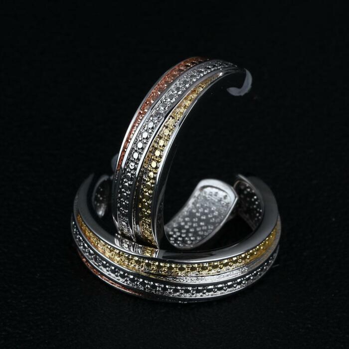 Copper Stud Earrings - Rose/Gold Zircon Earrings For Women - Stud Earrings For Women - Fashion Wedding Jewelry - Romantic Valentine's Day Jewelry Gift For Women