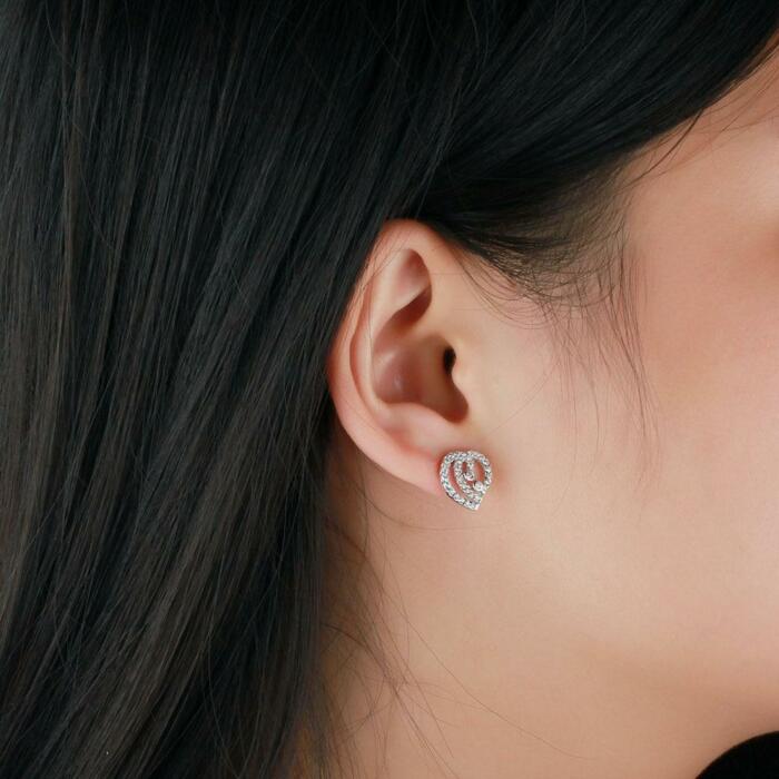 Trendy Sterling Silver Party Stud Earrings with Cubic Zirconia