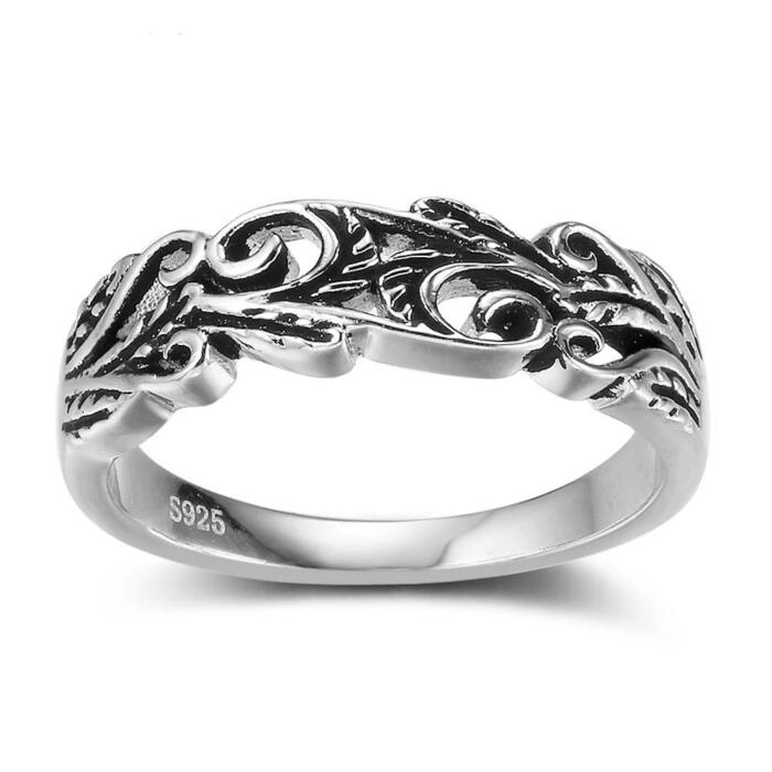 Sterling Silver Punk Style Hollow Out Ring