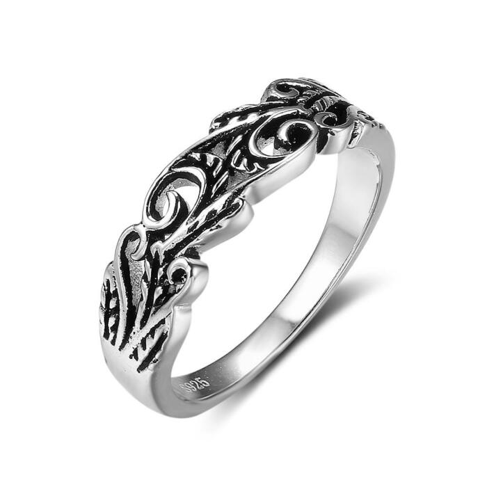 Sterling Silver Punk Style Hollow Out Ring