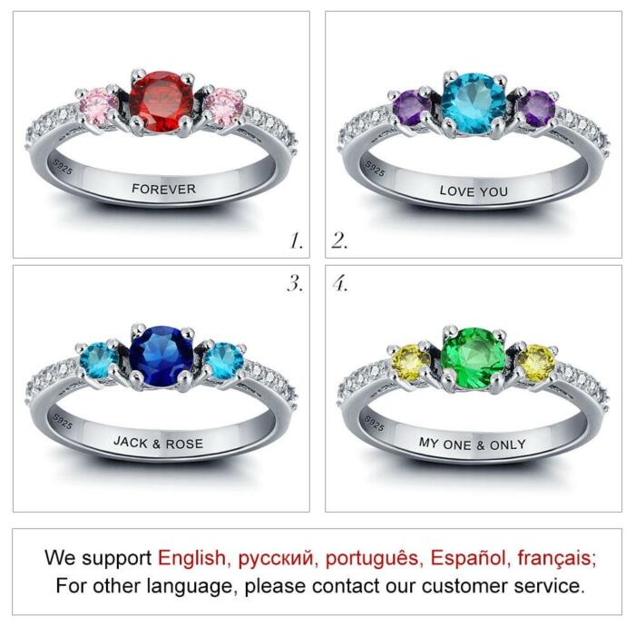 Personalized Round Shaped 925 Sterling Silver Ring for Women with Cubic Zirconia Cluster