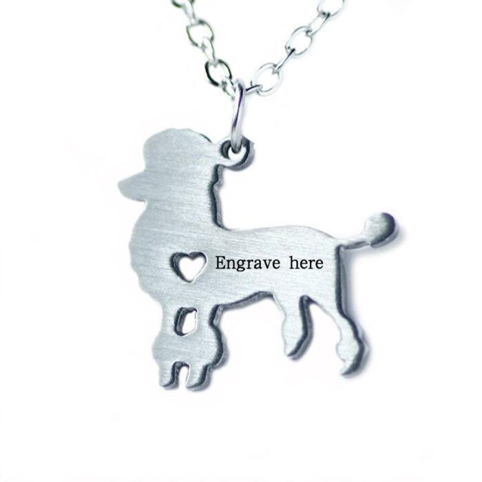 Stainless Steel Pendant Necklace, Poodle Gift for Animal Lovers, Dog Shaped Necklace, Metal Chain for Women