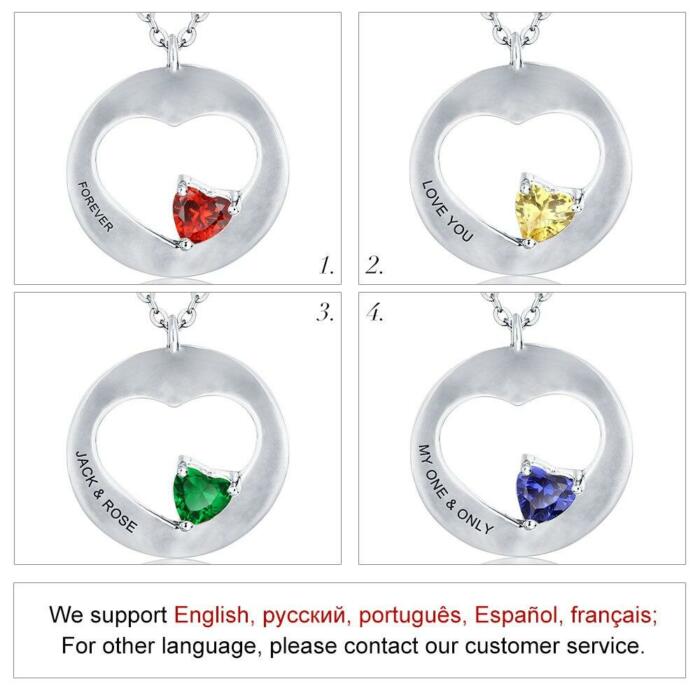 Heart Shaped Cute Sterling Silver Pendants with Engravings- Personalized Necklace for Women