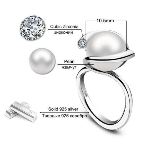925 Sterling Silver Hearts and Arrows Round Cubic Zirconia Stone 12mm 6.5 CT Ring Fashion Jewelry Gift For Women