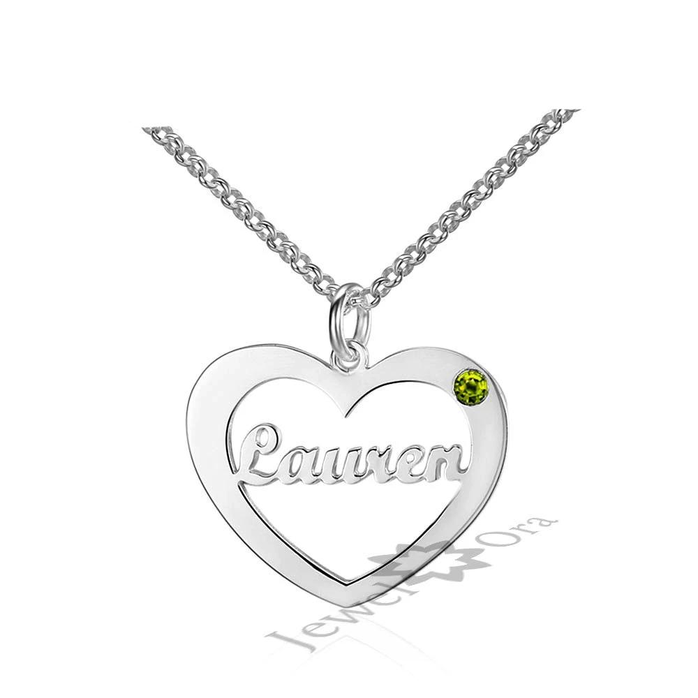 Custom Name Necklace Heart Pendant for Christmas DesignForYou 925 Sterling Silver Heart Necklace with Birthstone 
