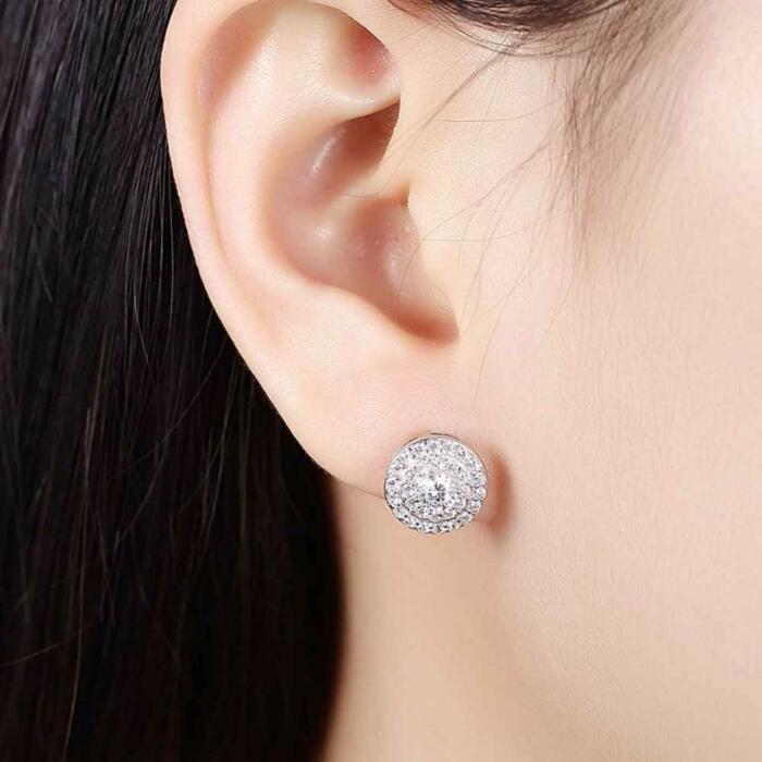 Sterling Silver Stud Earrings for Women- Cubic Zirconia Wedding Jewelry for Women- Luxurious Earrings for Women- Solid Earrings for Women