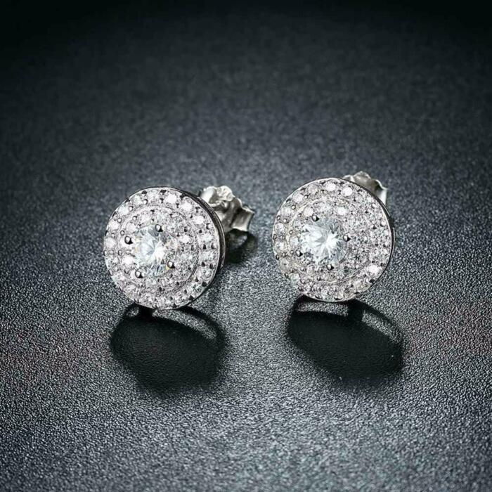 Sterling Silver Stud Earrings for Women- Cubic Zirconia Wedding Jewelry for Women- Luxurious Earrings for Women- Solid Earrings for Women