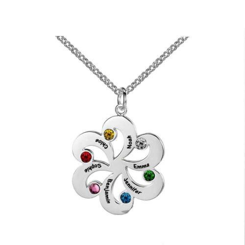 Personalize 925 Sterling Silver Flower Name Necklace DIY Birthstone Friendship & Family Christmas Gift