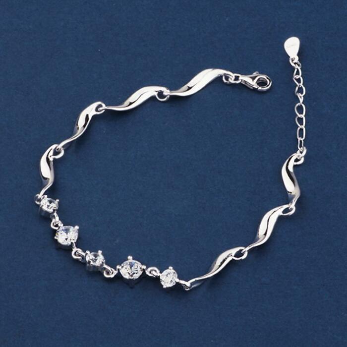 925 Sterling Silver Bracelets For Women Fashion Wedding Jewely Cubic Zircionia Bracelets & Bangles Gift