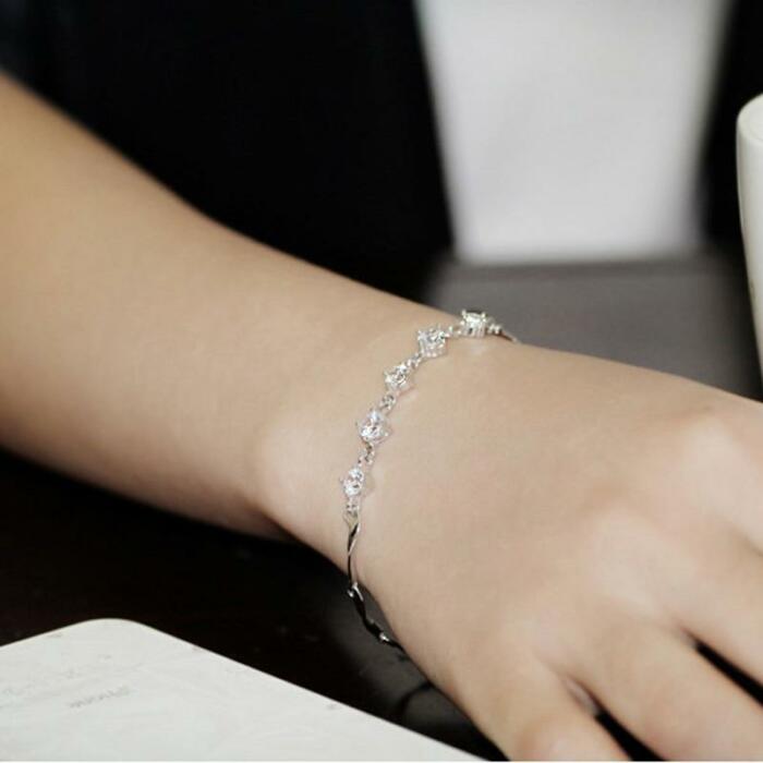925 Sterling Silver Bracelets For Women Fashion Wedding Jewely Cubic Zircionia Bracelets & Bangles Gift