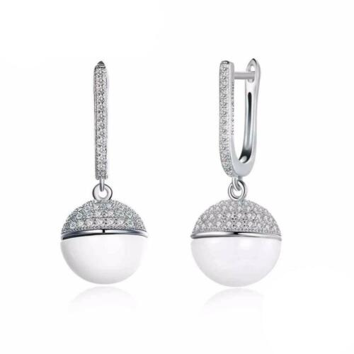 Sterling Silver Zirconia Earrings for Women- Drop Design Earrings for Women- Accessory Gift for Women- Ceramic Earrings for Girls- Jewelry for Women