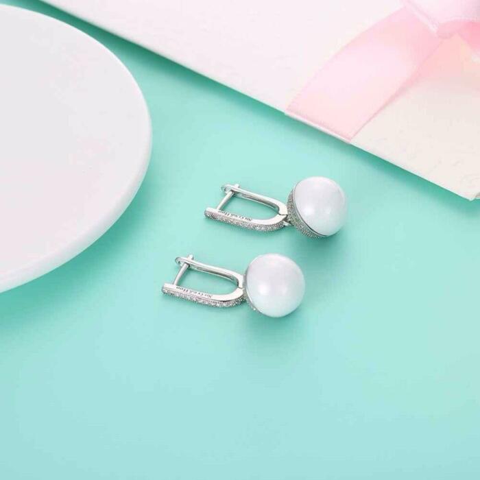 Sterling Silver Zirconia Earrings - Drop Design Ceramic Earrings