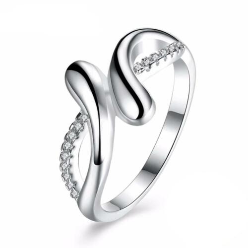 925 Sterling Silver Soft Twist Rings for Women with Cubic Zirconia Stones – Trendy Jewelry Gift