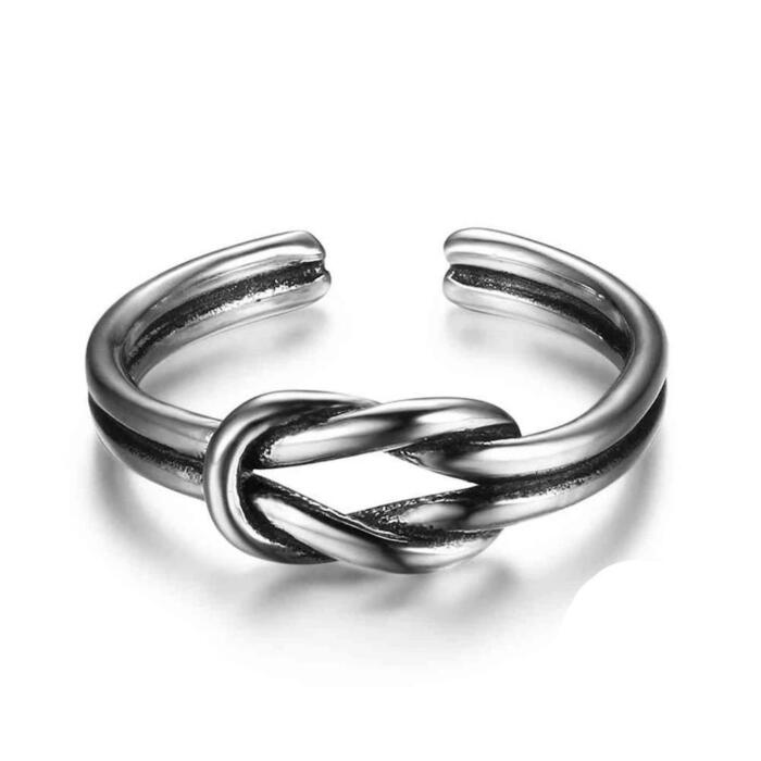 925 Sterling Silver Rings for Women - Open Cuff With Knot Adjustable Wedding Rings - Jewelry for Women - Fashion Promising Trendy Jewelry Gifts for Women, Teens - Perfect Gift Choice For Men & Women