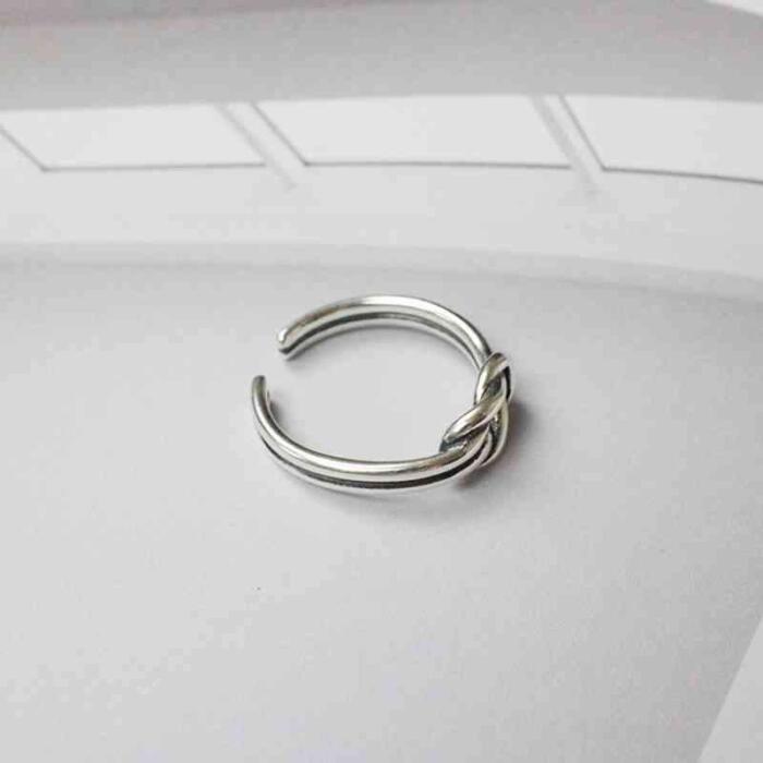925 Sterling Silver Rings for Women - Open Cuff With Knot Adjustable Wedding Rings - Jewelry for Women - Fashion Promising Trendy Jewelry Gifts for Women, Teens - Perfect Gift Choice For Men & Women