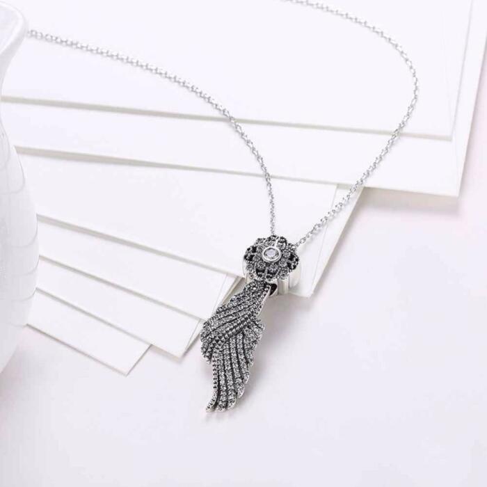 Luxurious 925 Sterling Silver Necklace with CZ Stones, Ethnic Women’s Jewelry for Wedding, Fashion Pendant for Ladies