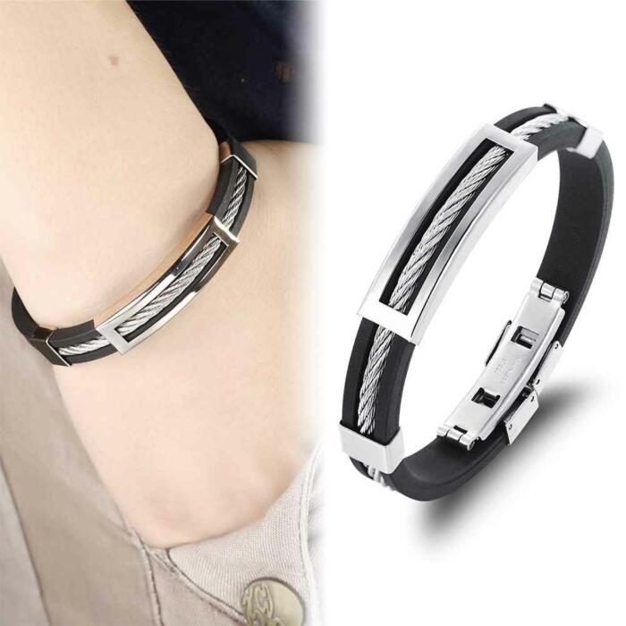 Stainless Steel Men Jewelry - Silicone Bracelets for Men - Leather Special Mens Bracelet - Accessories for Boys-Fashion Jewelry for Boys
