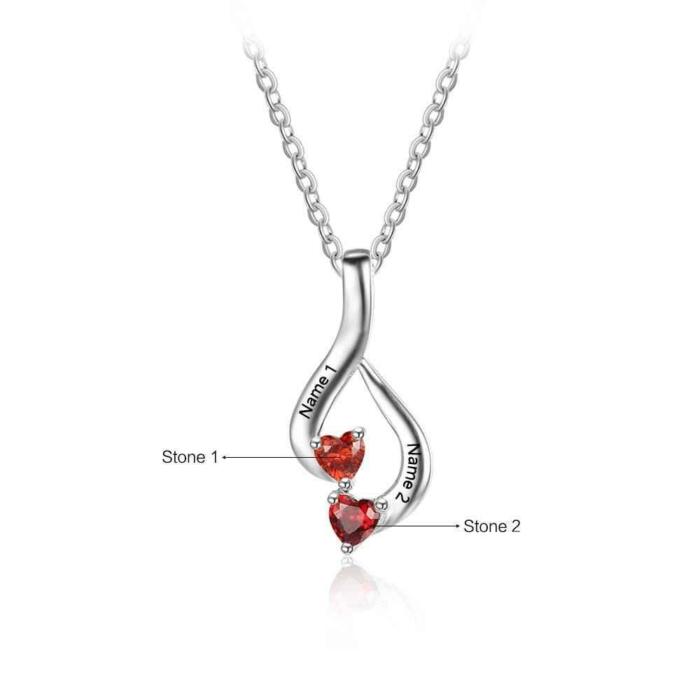 Sterling Silver 2 Birthstones Necklace