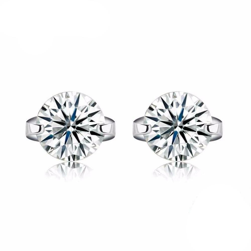 Women Engagement Party Silver Earring Long Round Shape Cubic Zirconia Jewelry 