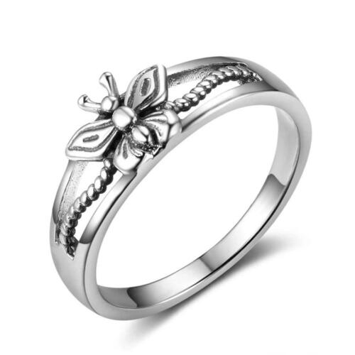 Sterling Silver Lively Butterfly Engraved Ring