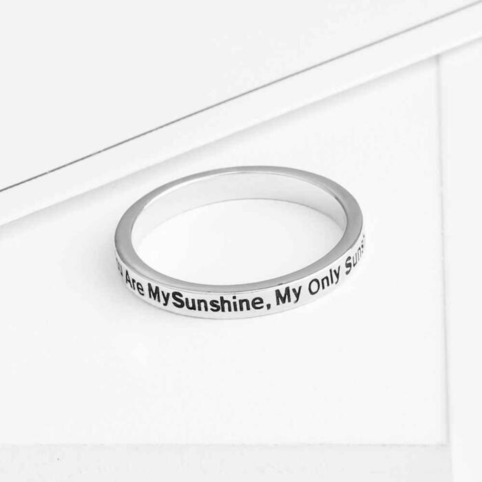 Romantic Engraved Ring for Lovers- Classical Song Engraved Ring for Women- Gift for Women on Valentine’s Day- Sterling Silver Ring for Women