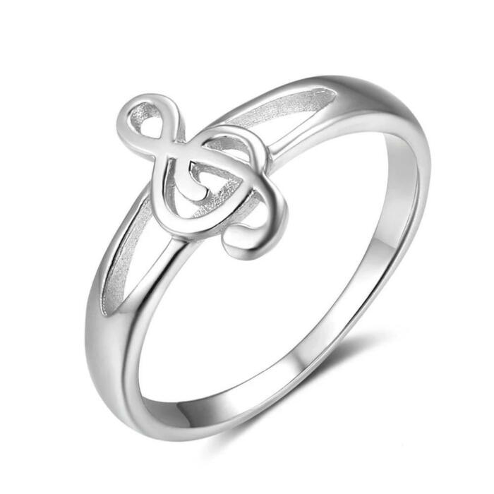 925 Sterling Silver Musical Notes Pattern Rings for Women, Fashion Jewelry Gift for Music Lovers